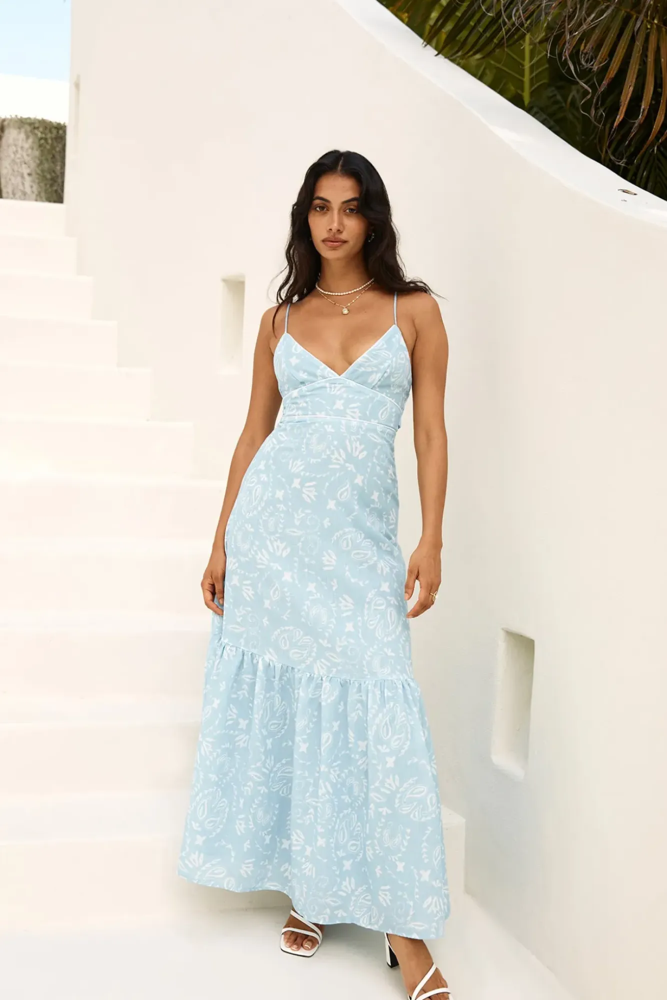 Spring Break Dresses|Brunch Dresses>Hello Molly Bright Skies Maxi Dress Blue