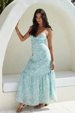 Vacation Dresses|Brunch Dresses>Hello Molly Bright Skies Maxi Dress Green