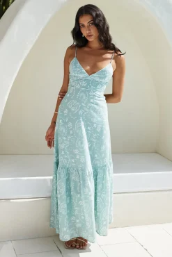 Vacation Dresses|Brunch Dresses>Hello Molly Bright Skies Maxi Dress Green