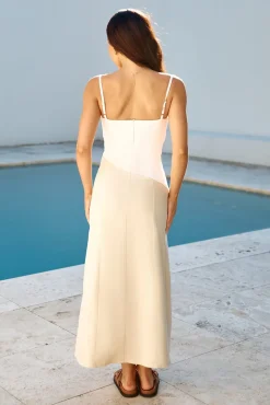 Vacation Dresses|Brunch Dresses>Hello Molly Brunch Date Midi Dress Beige