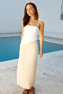 Vacation Dresses|Brunch Dresses>Hello Molly Brunch Date Midi Dress Beige