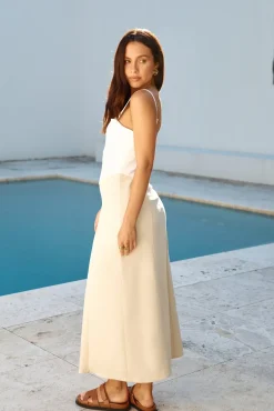 Vacation Dresses|Brunch Dresses>Hello Molly Brunch Date Midi Dress Beige