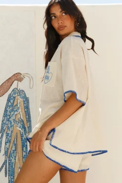 Two-Piece Shorts Set>Hello Molly Burning Hearts Set Blue