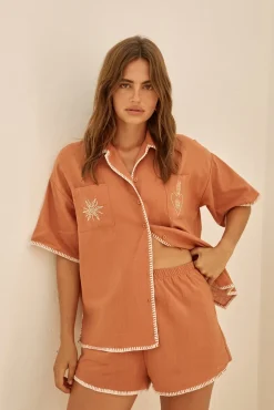 Two-Piece Shorts Set>Hello Molly Burning Hearts Set Orange
