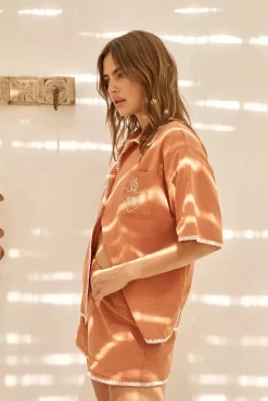 Two-Piece Shorts Set>Hello Molly Burning Hearts Set Orange