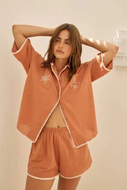 Two-Piece Shorts Set>Hello Molly Burning Hearts Set Orange