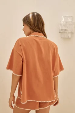 Two-Piece Shorts Set>Hello Molly Burning Hearts Set Orange