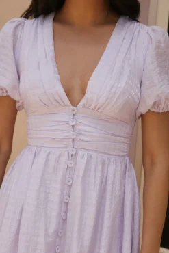 Vacation Dresses|Brunch Dresses>Hello Molly Busy Bee Maxi Dress Lilac