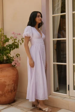 Vacation Dresses|Brunch Dresses>Hello Molly Busy Bee Maxi Dress Lilac