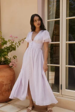 Vacation Dresses|Brunch Dresses>Hello Molly Busy Bee Maxi Dress Lilac