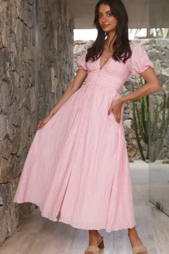 Vacation Dresses|Date Night Dresses>Hello Molly Busy Bee Maxi Dress Pink