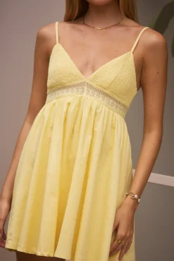 Vacation Dresses|Date Night Dresses>Hello Molly Butter Me Up Mini Dress Yellow