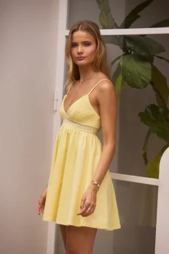 Vacation Dresses|Date Night Dresses>Hello Molly Butter Me Up Mini Dress Yellow