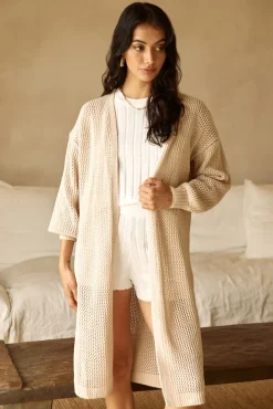 Cardigans>Hello Molly By The Fire Longline Cardigan Beige