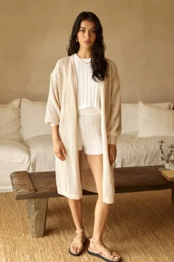 Cardigans>Hello Molly By The Fire Longline Cardigan Beige
