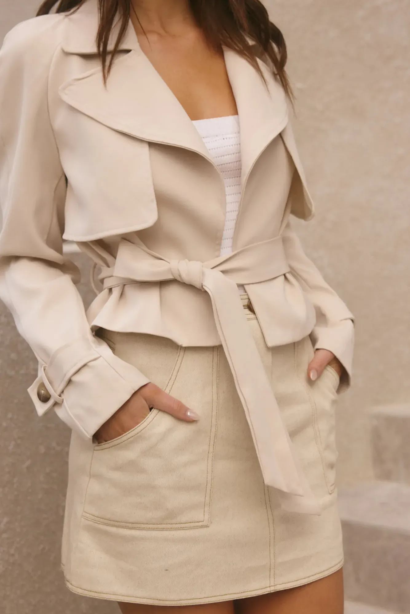 Jackets>Hello Molly Cali Crop Jacket Cream