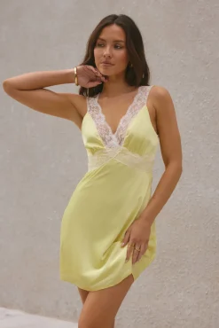 Date Night Dresses|Brunch Dresses>Hello Molly Calista Satin Mini Dress Yellow