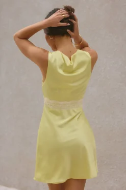 Date Night Dresses|Brunch Dresses>Hello Molly Calista Satin Mini Dress Yellow