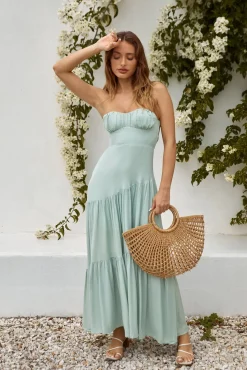 Vacation Dresses|Brunch Dresses>Hello Molly Calm And Collected Maxi Dress Sage