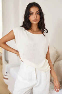 Tank Tops And Singlets|Cropped>Hello Molly Calming Breeze Tank Top Beige