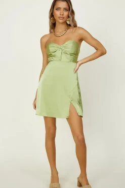 Strapless Dresses|Mini Dresses>Hello Molly Calm Mornings Dress Green