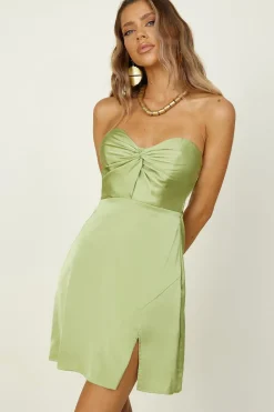 Strapless Dresses|Mini Dresses>Hello Molly Calm Mornings Dress Green