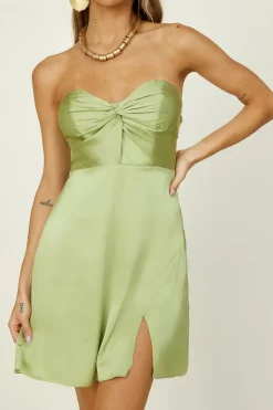 Strapless Dresses|Mini Dresses>Hello Molly Calm Mornings Dress Green