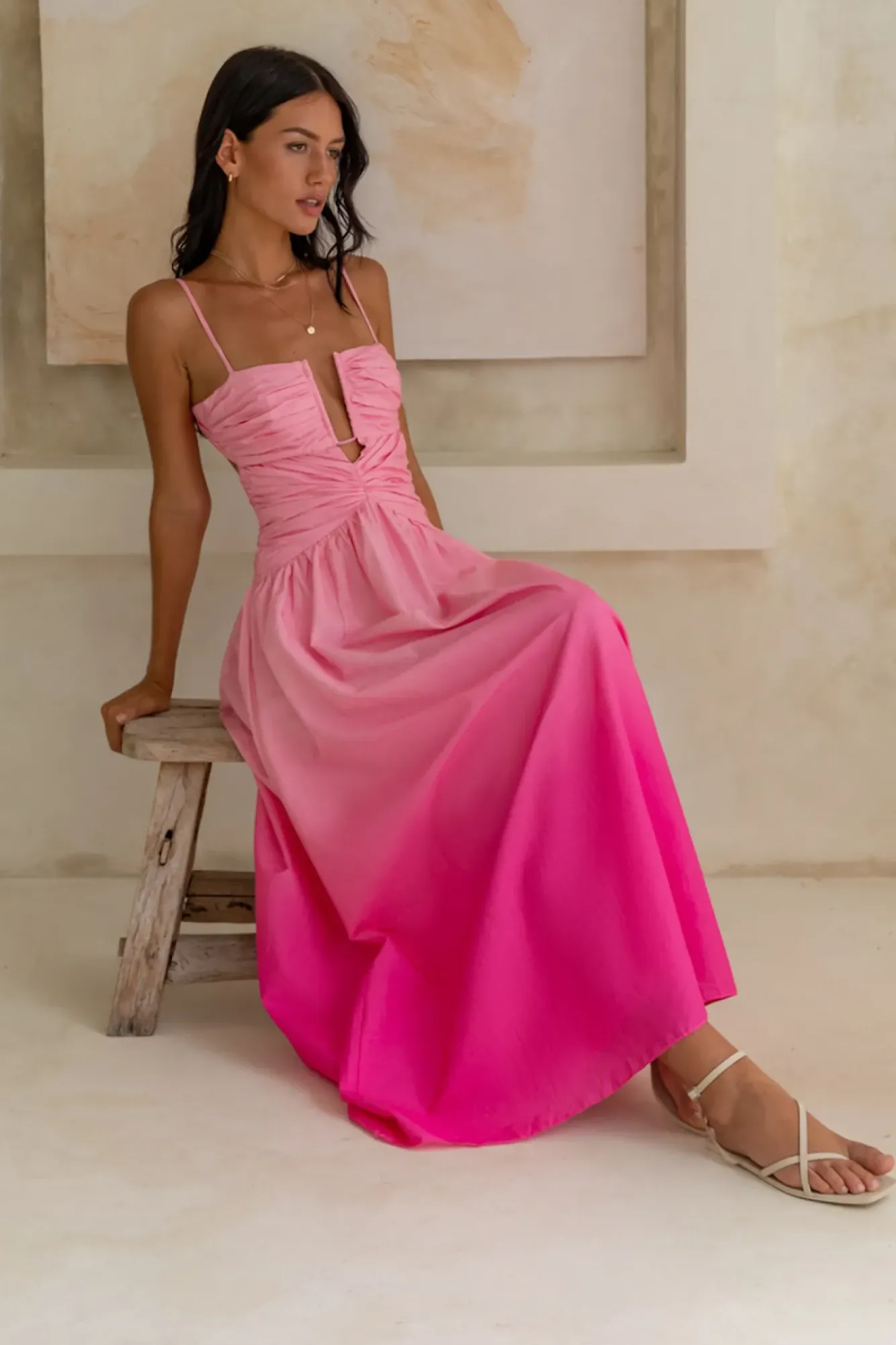 Wedding Guest Dresses|Brunch Dresses>Hello Molly Caramel Latte Maxi Dress Pink