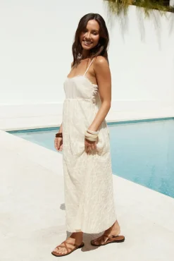 Vacation Dresses|Brunch Dresses>Hello Molly Caramel Skies Maxi Dress Cream