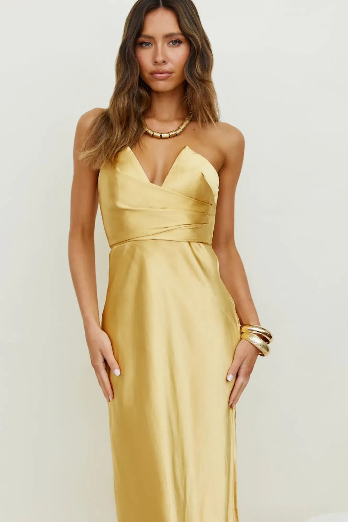 Wedding Guest Dresses|Formal Dresses>Hello Molly Caraway Maxi Dress Gold