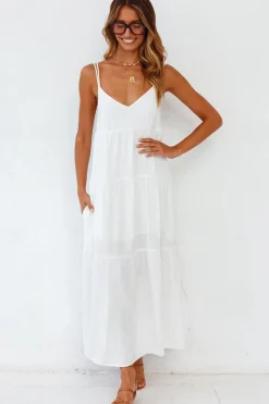 Spring Break Dresses|Bump Friendly>Hello Molly Carbell Maxi Dress White