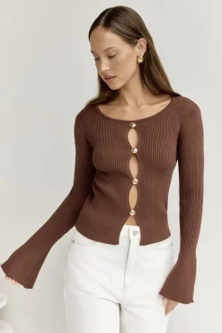 Cardigans|Cropped>Hello Molly Cardos Cardigan Brown