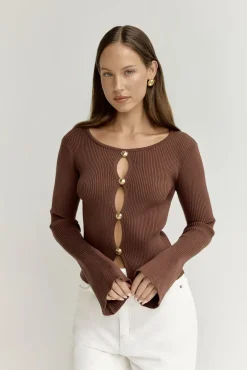 Cardigans|Cropped>Hello Molly Cardos Cardigan Brown