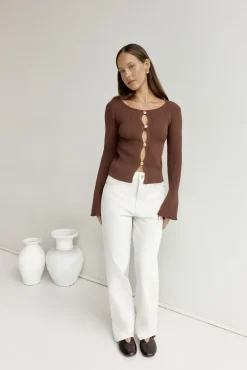 Cardigans|Cropped>Hello Molly Cardos Cardigan Brown
