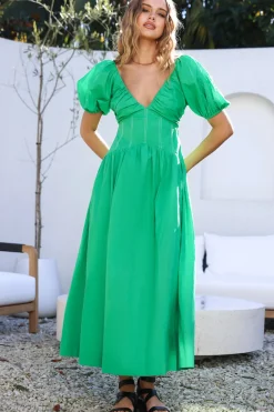 Wedding Guest Dresses|Vacation Dresses>Hello Molly Careful Thinking Maxi Dress Green