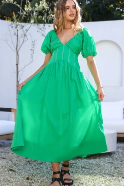 Wedding Guest Dresses|Vacation Dresses>Hello Molly Careful Thinking Maxi Dress Green