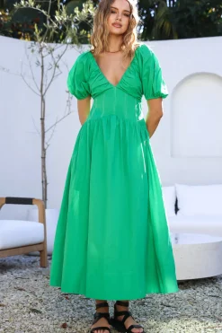 Wedding Guest Dresses|Vacation Dresses>Hello Molly Careful Thinking Maxi Dress Green