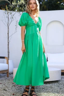 Wedding Guest Dresses|Vacation Dresses>Hello Molly Careful Thinking Maxi Dress Green