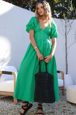 Wedding Guest Dresses|Vacation Dresses>Hello Molly Careful Thinking Maxi Dress Green