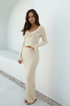 Skirt And Top Sets>Hello Molly Cascade of Dreams Set Beige