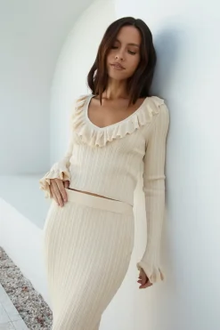 Skirt And Top Sets>Hello Molly Cascade of Dreams Set Beige