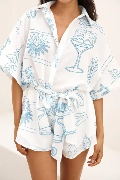 Rompers>Hello Molly Catalonia Coast Romper Blue