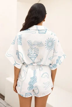 Rompers>Hello Molly Catalonia Coast Romper Blue