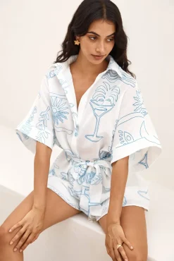 Rompers>Hello Molly Catalonia Coast Romper Blue