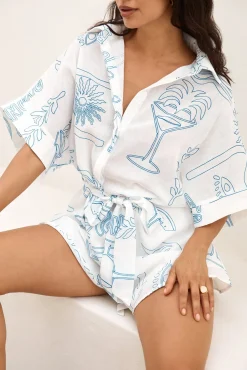 Rompers>Hello Molly Catalonia Coast Romper Blue