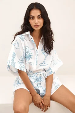 Rompers>Hello Molly Catalonia Coast Romper Blue