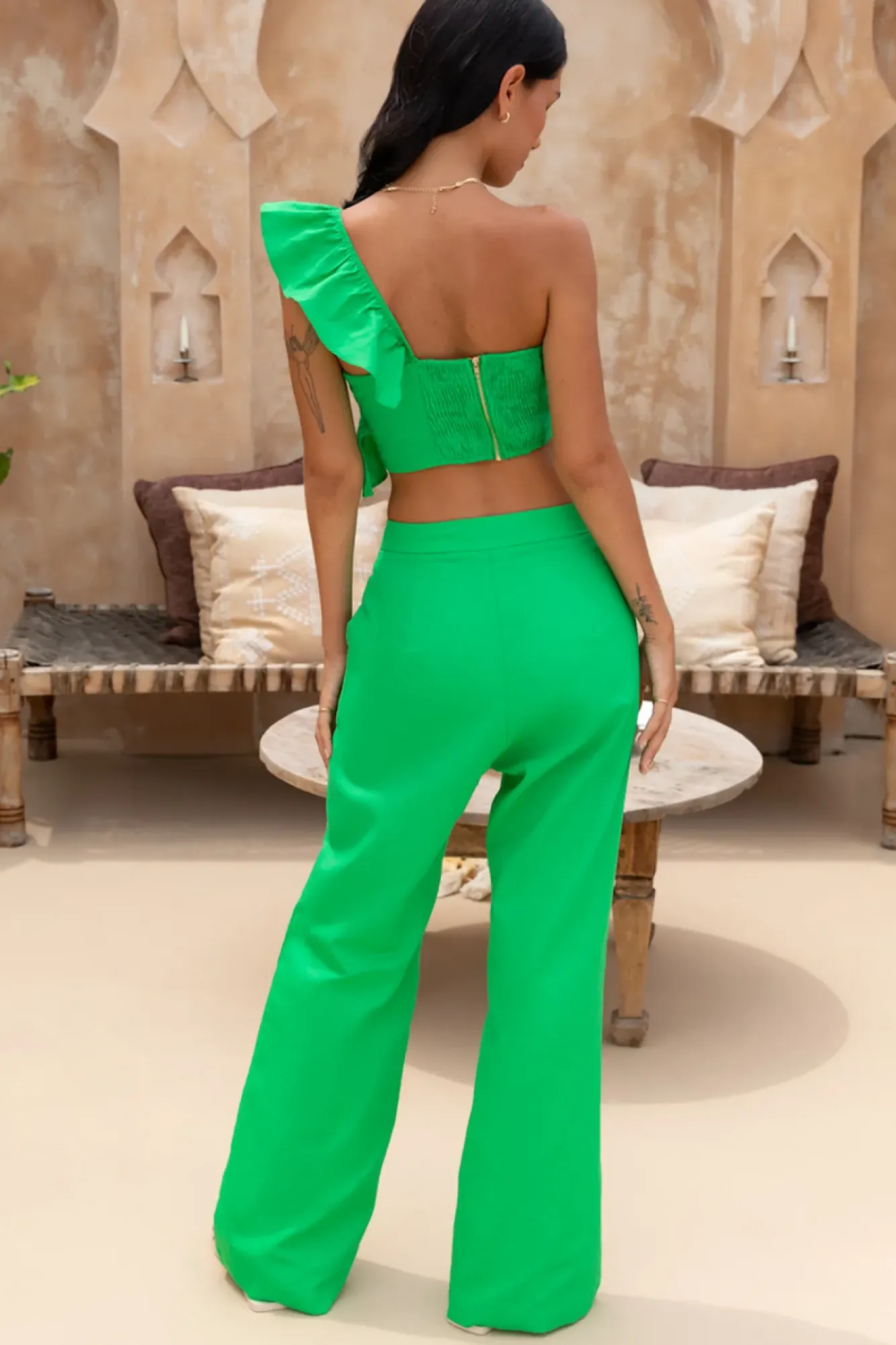 Cropped|Two-Piece Pants Set>Hello Molly Celadon Dreams Set Green
