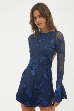 Formal Dresses|Long Sleeve Dresses>Hello Molly Celeste Mini Dress Navy