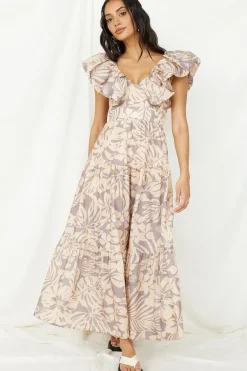 Cocktail Dresses|Flowy Dresses>Hello Molly Celestial Paradise Maxi Dress Beige