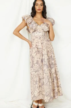 Cocktail Dresses|Flowy Dresses>Hello Molly Celestial Paradise Maxi Dress Beige